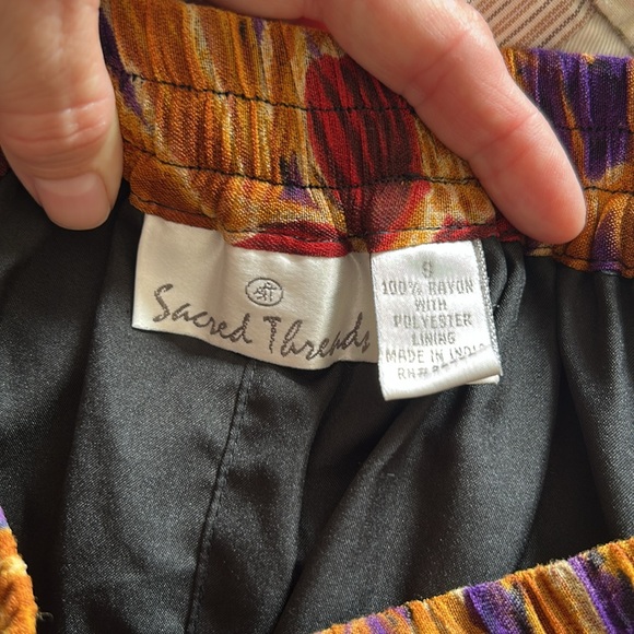 Vintage Sacred Threads Boho Patchwork Maxi Skirt Elastic Waist Mixed Print Small - Picture 5 of 12